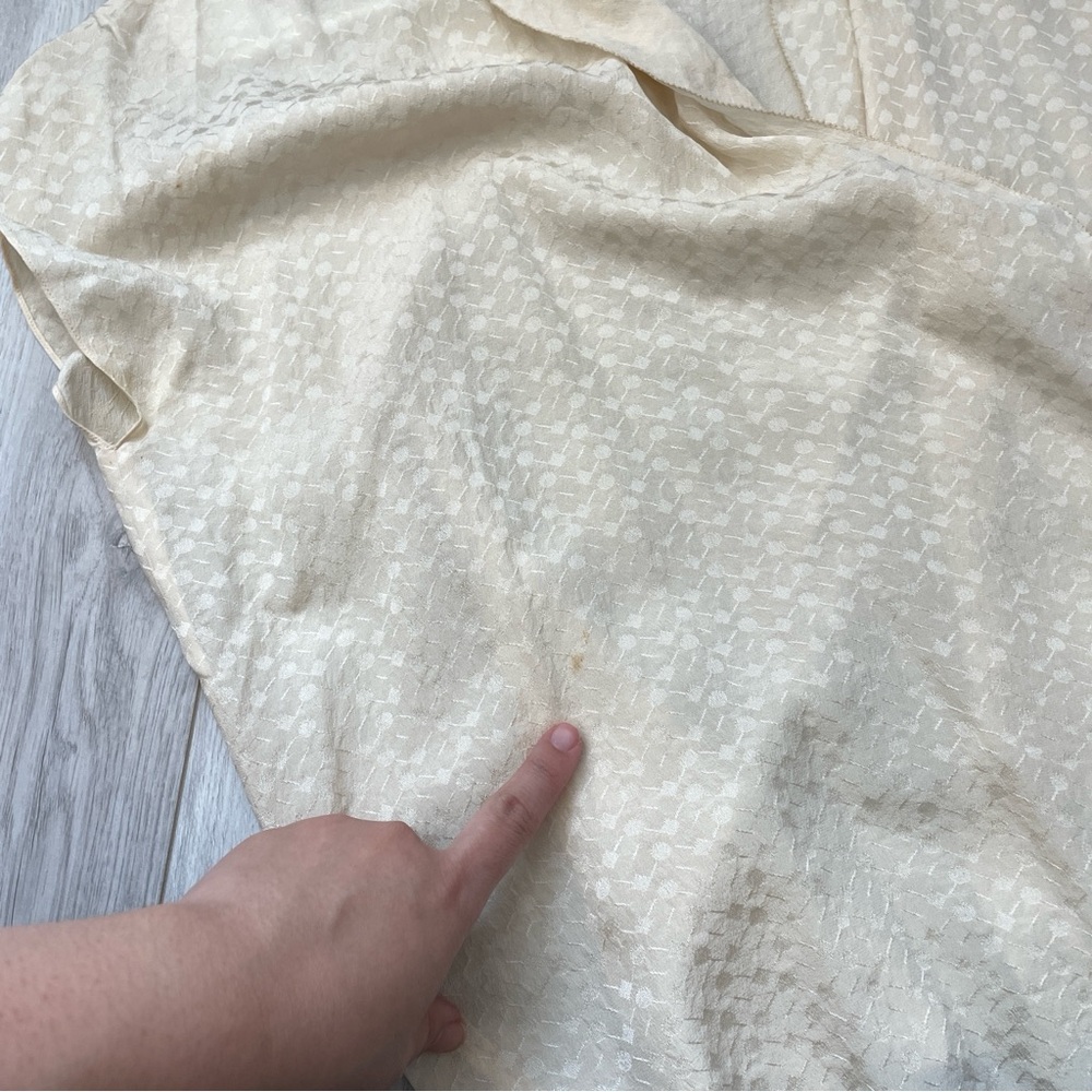 Vintage Silk Shrug printed open collared womens Cream (one size) minimalist chic - Picture 5 of 7